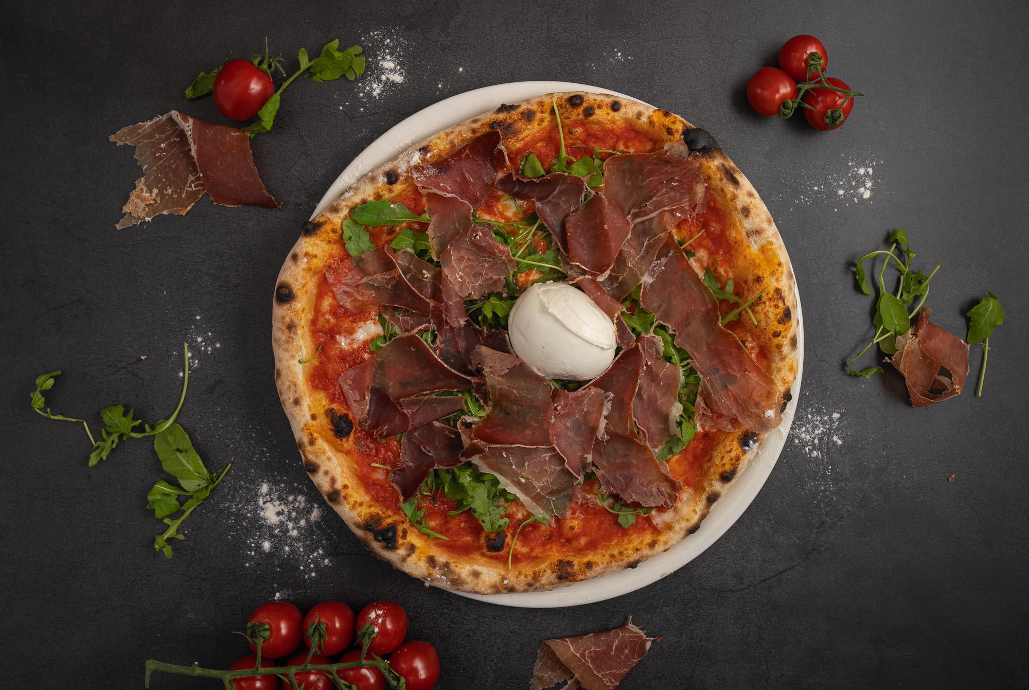 Pizza Parma photographed from above